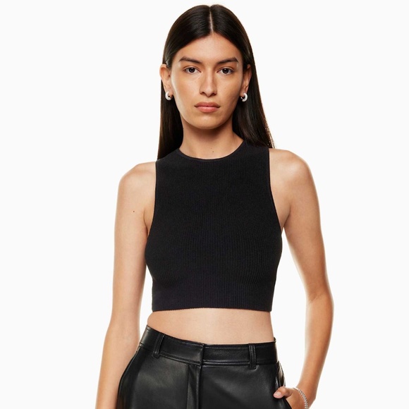 Aritzia Babaton⎜SCULPT KNIT RACER CROPPED TANK⎜BLACK - Picture 1 of 13